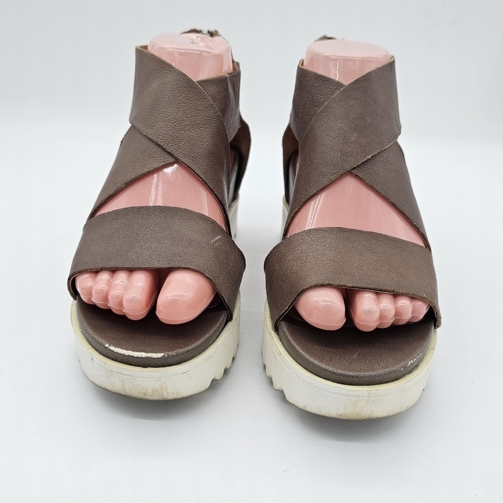 Steven by Steve Madden Womens Keanna Wedge Sandal Strappy Zip Up Brown Size 6.5M - Picture 3 of 12